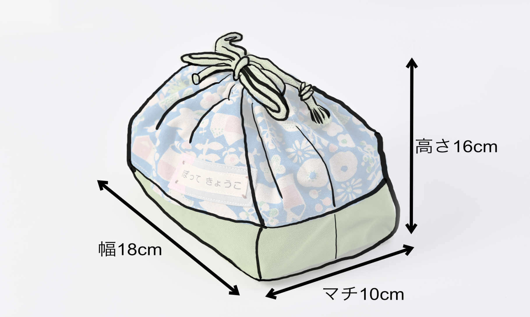 弁当袋基本サイズイラスト