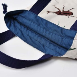 体操服袋(カブトムシ、帆布ダークブルー)裏地ネイビーと持ち手ネイビー