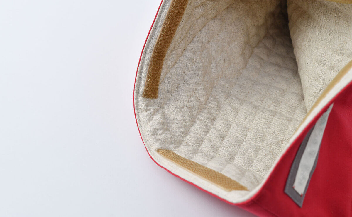 防災頭巾カバー座布団タイプ(タータンチェック、帆布レッド)の内側