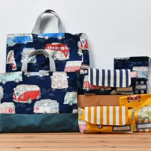 入園グッズセット（別注品の上履き入れ、レッスンバッグ、封筒型弁当袋、他、計6点）