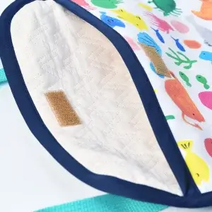 連絡袋2ツ折ポシェットカスタム品（お持ち込み生地 海の生き物 ツイル）裏地キルティング