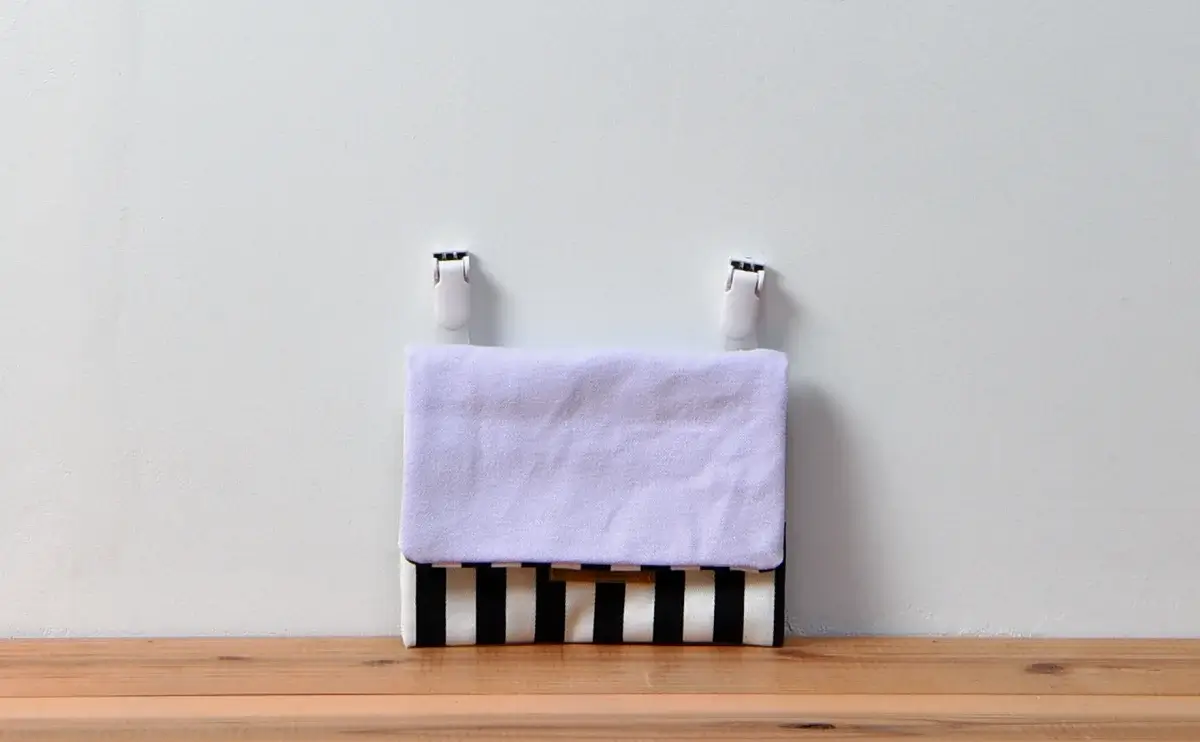 移動ポケット（帆布淡いラベンダー、ロンドンストライプ）