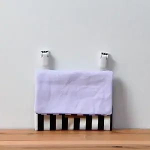 移動ポケット（帆布淡いラベンダー、ロンドンストライプ）