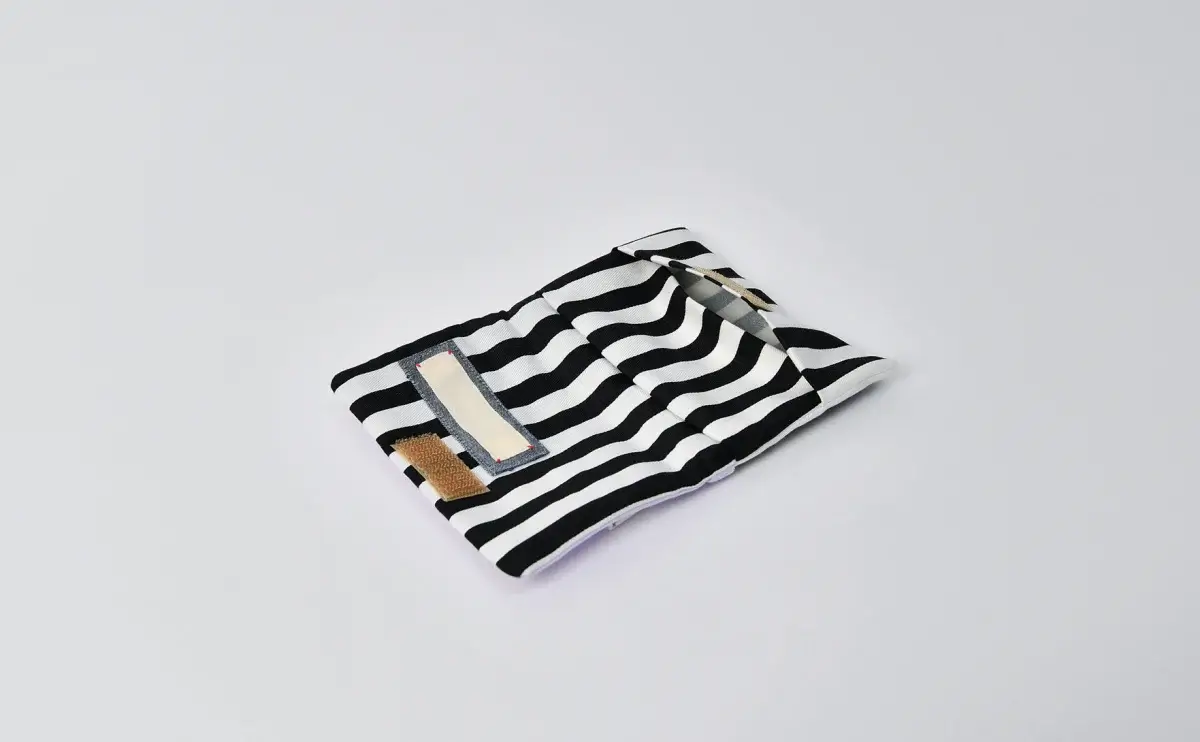 移動ポケット（帆布淡いラベンダー、ロンドンストライプ）マジックテープ