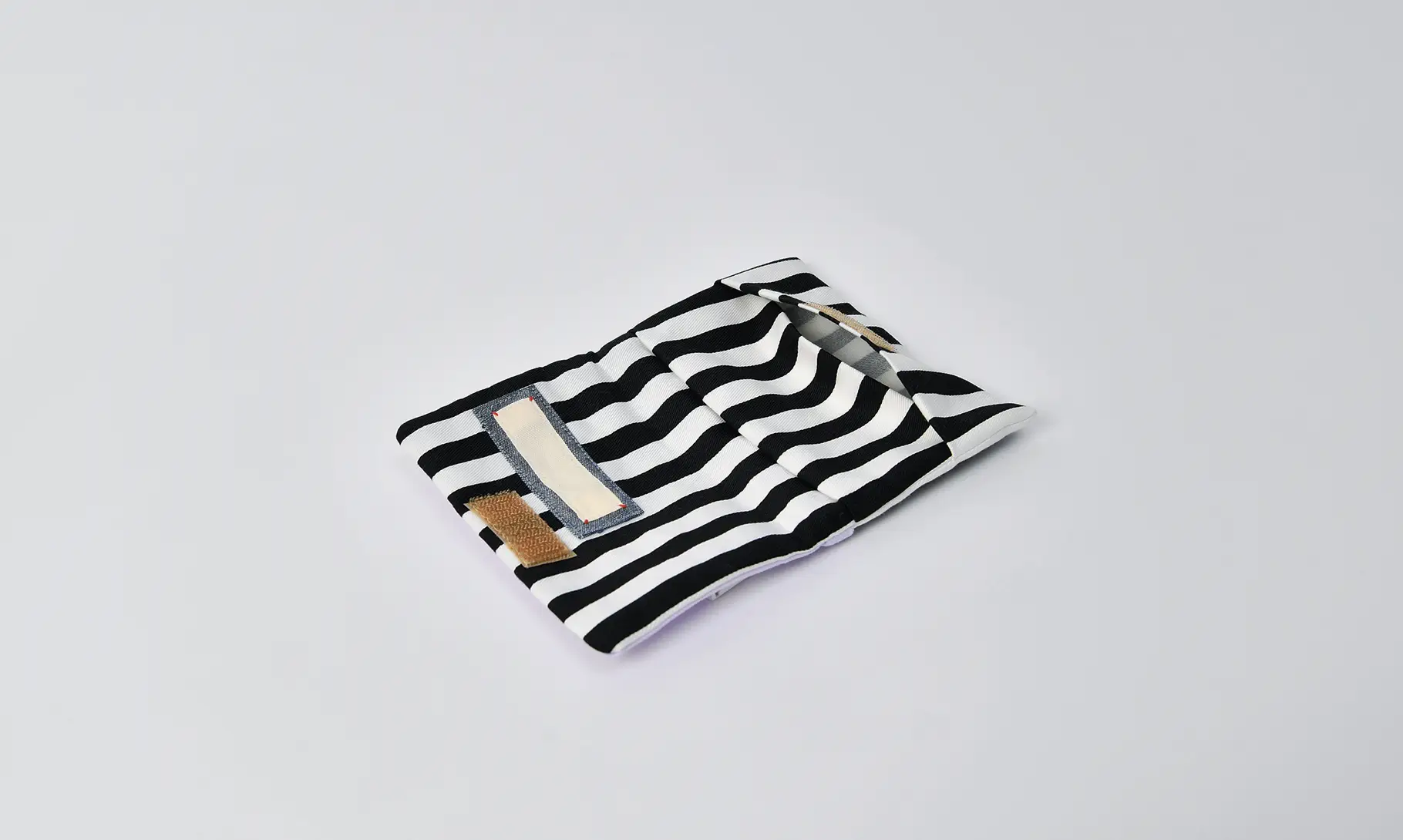 移動ポケット（帆布淡いラベンダー、ロンドンストライプ）マジックテープ