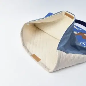 防災頭巾カバー（サファリカモフラ、無地ダンガリー）開口部