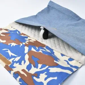 防災頭巾カバー（サファリカモフラ、無地ダンガリー）防災頭巾の収納部