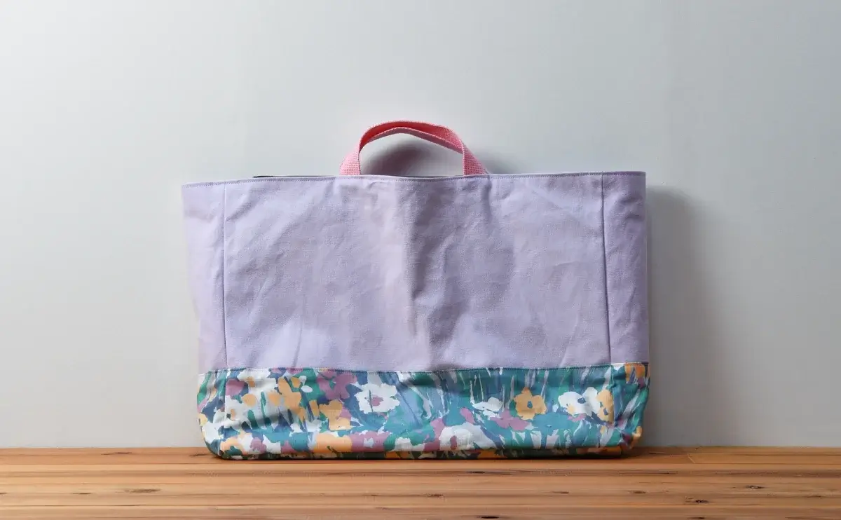 レッスンバッグ（帆布淡いラベンダー、スイセン）