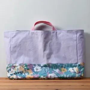 レッスンバッグ（帆布淡いラベンダー、スイセン）