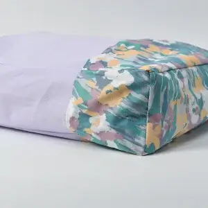 レッスンバッグ（帆布淡いラベンダー、スイセン）マチ全体取り付け部分