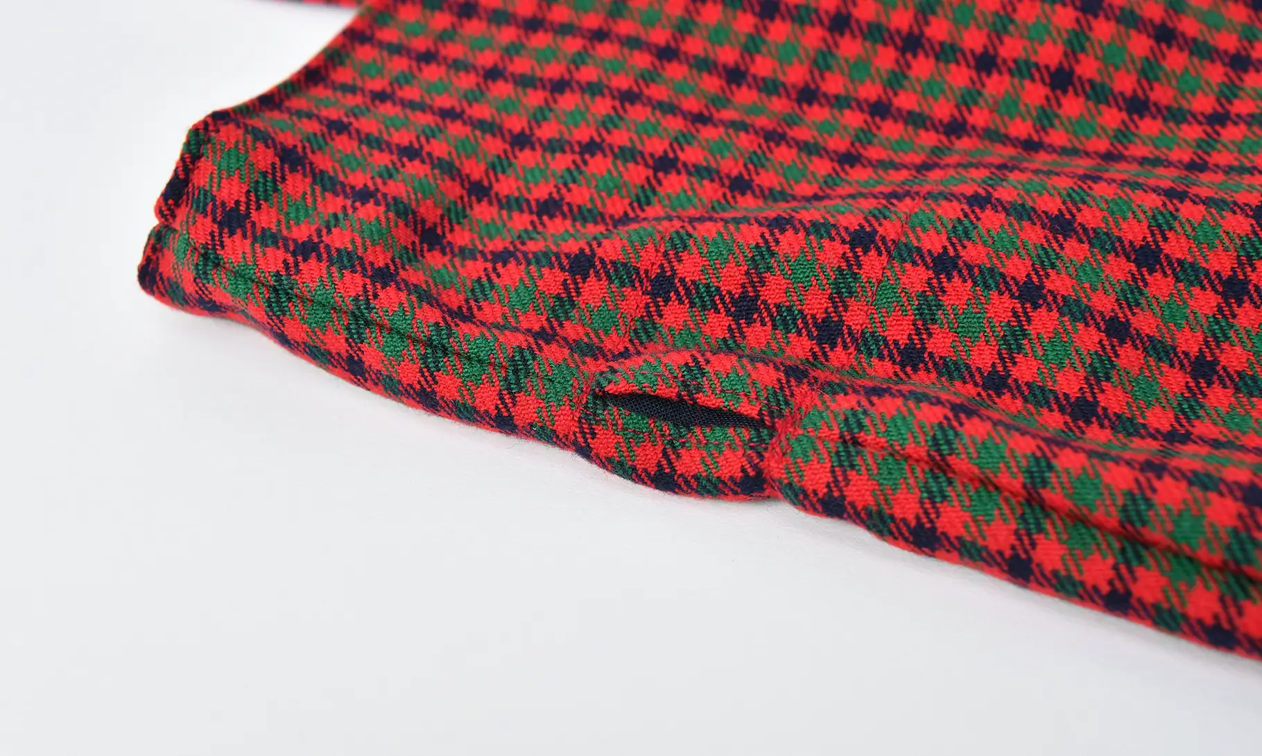 持ち込みの体操服袋（赤いカントリーチェック）別注品、巾着部分