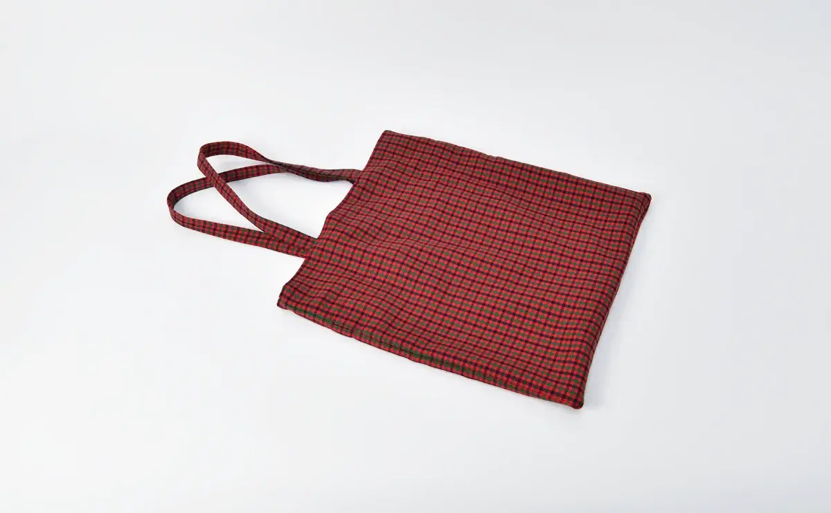 持ち込みの体操服袋（赤いカントリーチェック）別注品、全体