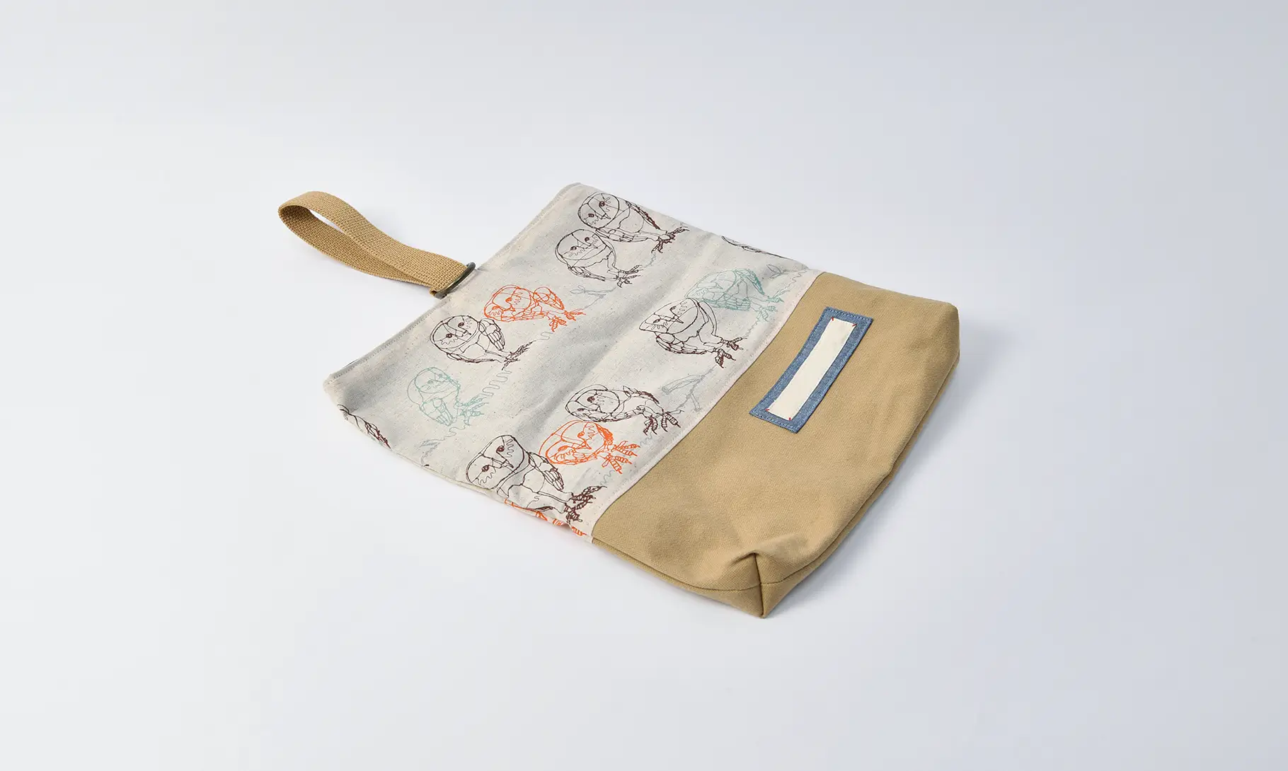 上履き入れ(ワイヤーフクロウ、帆布キャメル)全体