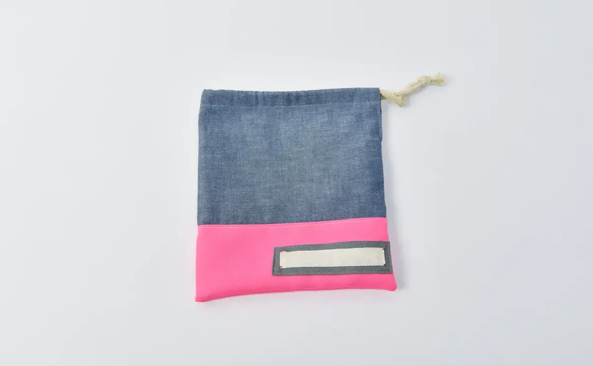 コップ袋（無地ダンガリー、無地蛍光ピンク）全体