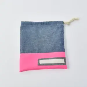 コップ袋（無地ダンガリー、無地蛍光ピンク）全体