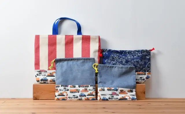 入園グッズセット（レッスンバッグ、巾着袋、弁当袋、他、計4点）