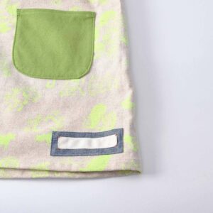 スモック(蛍光ネコのカス入りきなり、帆布グリーン)ネームタグ