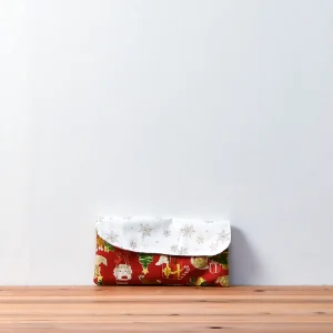 封筒型弁当袋（お持ち込み生地雪の結晶、クリスマス猫）